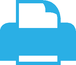 Blaues Icon eines Druckers, das als Fax-Symbol dient.