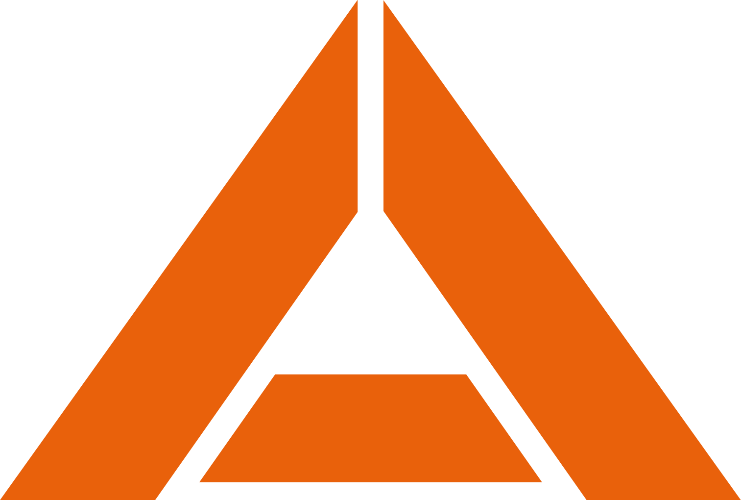 Orangefarbenes, stilisiertes Logo der Zimmerei Stamer in Form eines modernen Buchstabens A, am unteren Rand leicht beschnitten.